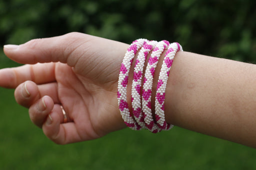 Pink Love  Handmade Nepal bracelet Set of 4 - 3