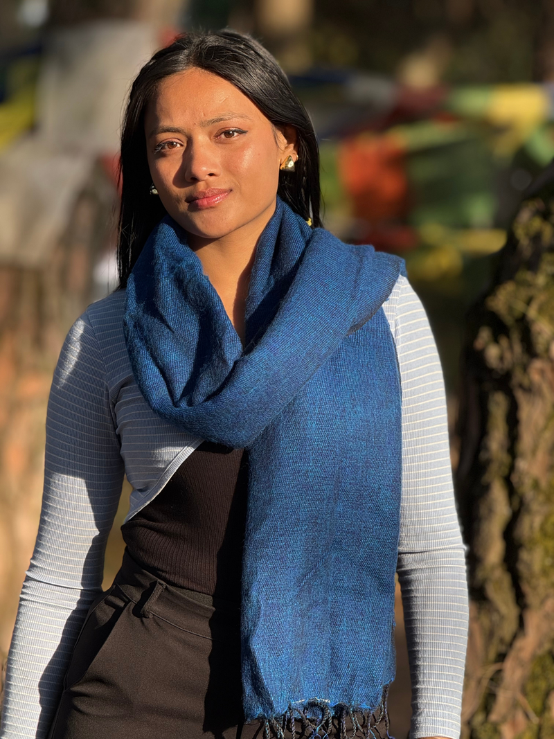 Light Blue Yak Wool Blend Shawl