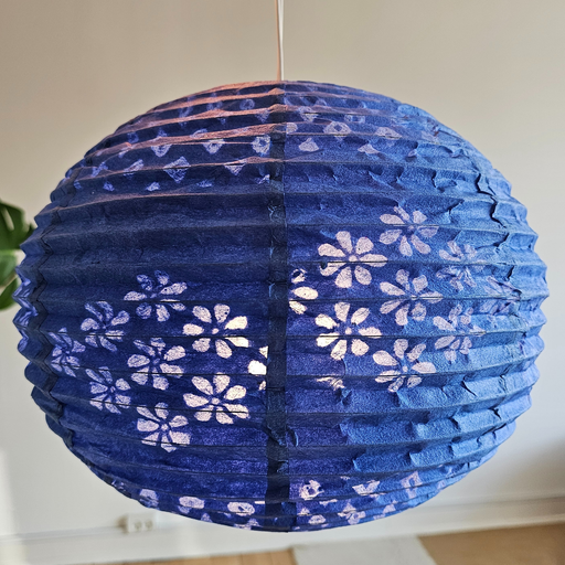Paper Lampshades - Handmade Lokta Paper Lampshades - Blue