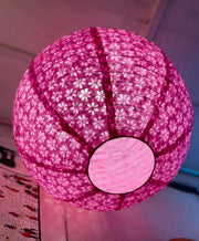 Handmade Lokta Paper Lampshade -Round Shape - Hanging Lampshades, Purple - 1